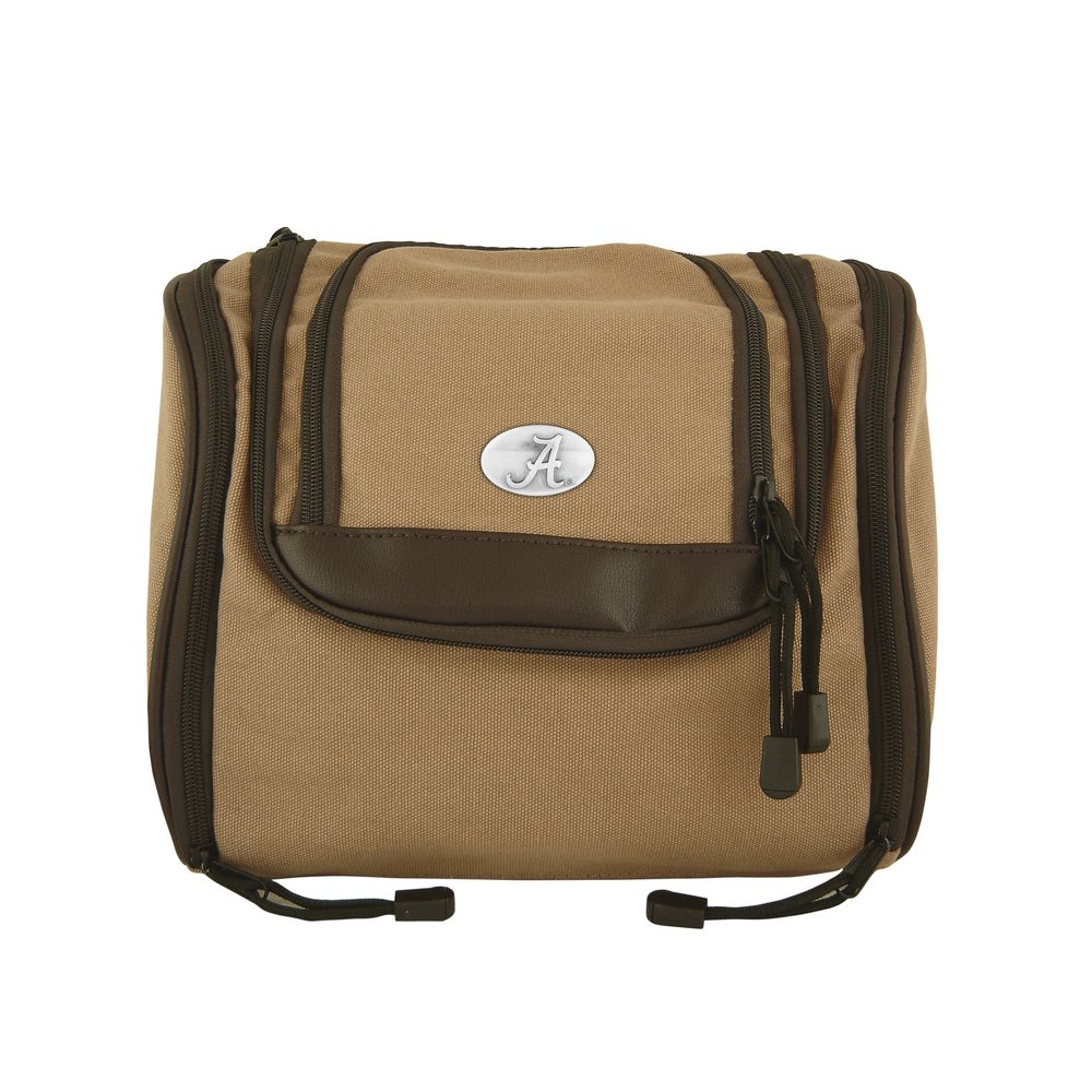 NCAA Alabama Crimson Tide, Zep-Pro Men's Hanging Canvas Concho Toiletry Bag, Khaki, One Size