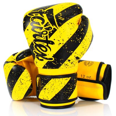 Fairtex BGV14 Muay Thai Boxing Microfibre Gloves for Men, Women, Kids | MMA Gloves, Kickboxing, Gym, Workout | Premium Quality, Light Weight & Shock Absorbent Boxing Gloves- (Yellow Grunge Art/12oz)