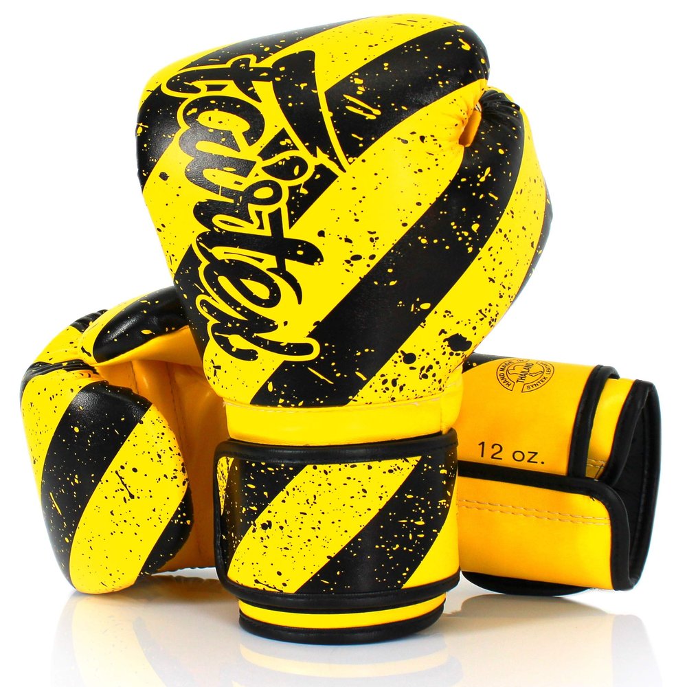 Fairtex BGV14 Muay Thai Boxing Microfibre Gloves for Men, Women, Kids | MMA Gloves, Kickboxing, Gym, Workout | Premium Quality, Light Weight & Shock Absorbent Boxing Gloves- (Yellow Grunge Art/14oz)