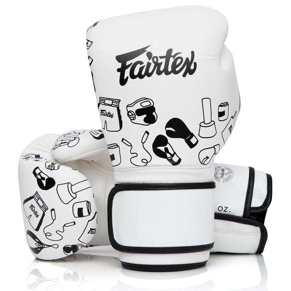 Fairtex BGV14 Muay Thai Boxing Microfibre Gloves for Men, Women, Kids | MMA Gloves, Kickboxing, Gym, Workout | Premium Quality, Light Weight & Shock Absorbent Boxing Gloves- (White Graffiti/10oz)
