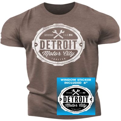 (0001) Detroit Motor City Forever T-Shirt, Detroit T-Shirts LLC Heather Brown
