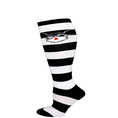 Anime Skull Pattern Fashion Women Stylish Stripes Knee High Socks - Black/White/Anime Skull