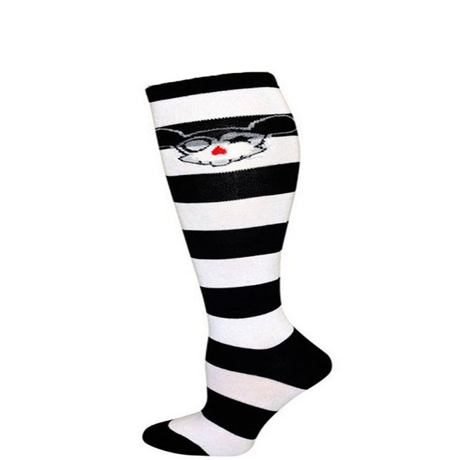 Anime Skull Pattern Fashion Women Stylish Stripes Knee High Socks - Black/White/Anime Skull