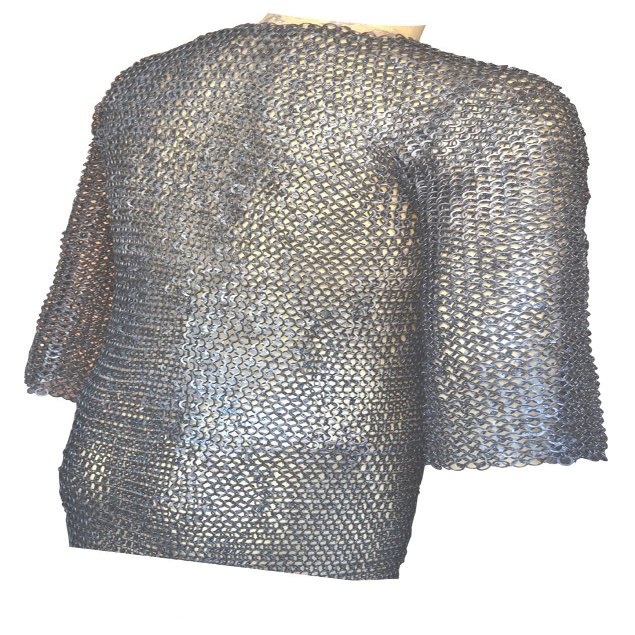 Allbeststuff Chainmail XXXL Flat Riveted Long Sleeve Hauberk Chain Mail Shirt SCA Steel ABS