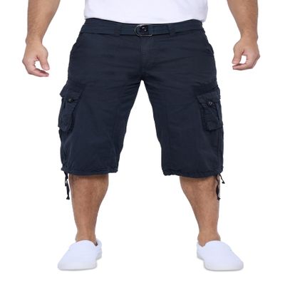 X RAY Men's Belted Long Cargo Shorts for Men, Below Knee Length Mens Cargo Shorts, 3/4 Pants (Big and Tall Shorts for Men) Navy 40