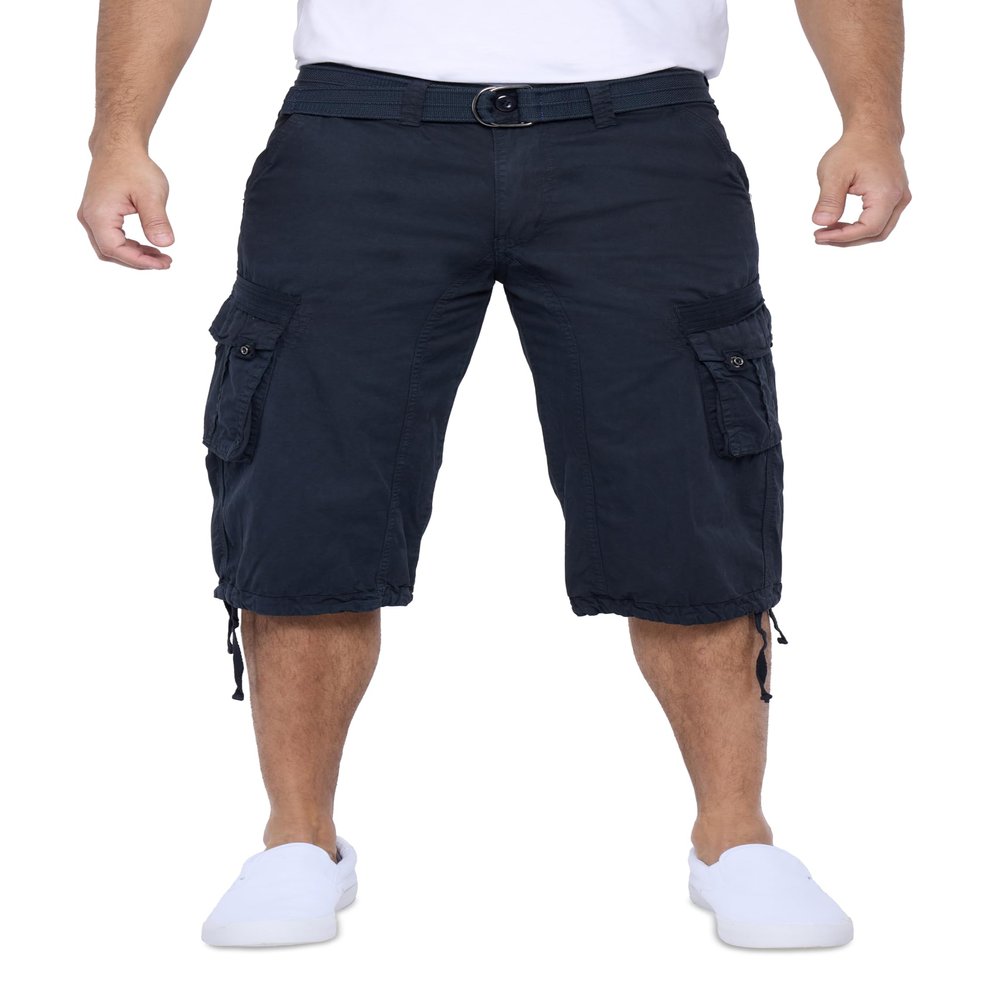 X RAY Men's Belted Long Cargo Shorts for Men, Below Knee Length Mens Cargo Shorts, 3/4 Pants (Big and Tall Shorts for Men) Navy 40