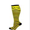 Skull Pattern Fashion Women Stylish Stripes Knee High Socks - Black/Yellow/Yellow Skull view 1