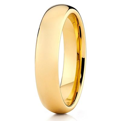 Silly Kings 5mm Yellow Gold Tungsten Carbide Wedding Ring Comfort Fit Band Men & Women 9.5