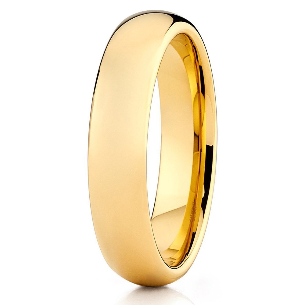 Silly Kings 5mm Yellow Gold Tungsten Carbide Wedding Ring Comfort Fit Band Men & Women 9.5