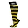 Skull Pattern Fashion Women Stylish Stripes Knee High Socks - Black/Yellow / 3 Skulls view 1