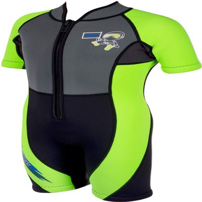 IST WSK-03 Kids 3mm Shorty with Super Stretch Panels and Front Zip (Neon Yellow, X-Small)