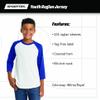SPORT-TEK Youth Colorblock Raglan Jersey | 3/4 Sleeve Sporty T-Shirt for Boys & Girls, Relaxed Fit Cotton Tee for Kids White/Heather Grey view 4