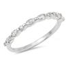 Clear CZ Wedding Ring Stackable Set New 925 Sterling Silver Thin Band Size 9 view 1