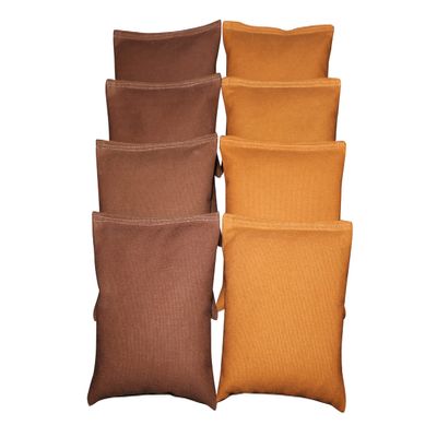 BackYardGamesUSA Set of 8 Cornhole Bags Pick Your 2 Colors! Regulation Size Handmade! (Brown/Sienna)