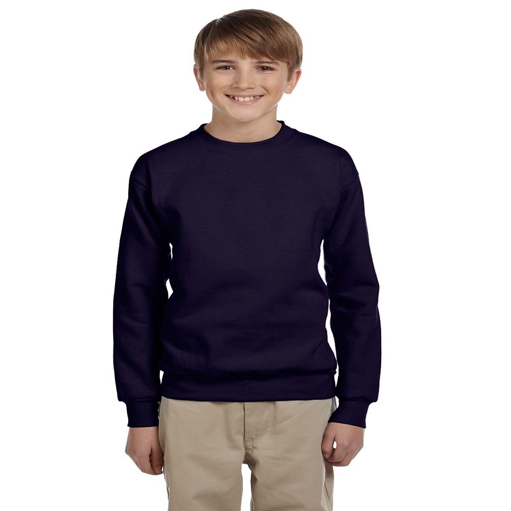 Hanes Boys Youth ComfortBlend EcoSmart Crewneck Sweatshirt(P360)-Navy-S