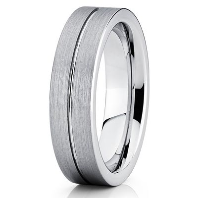Silly Kings 6mm Tungsten Carbide Wedding Band Brushed Gray Ring Comfort Fit Men Women