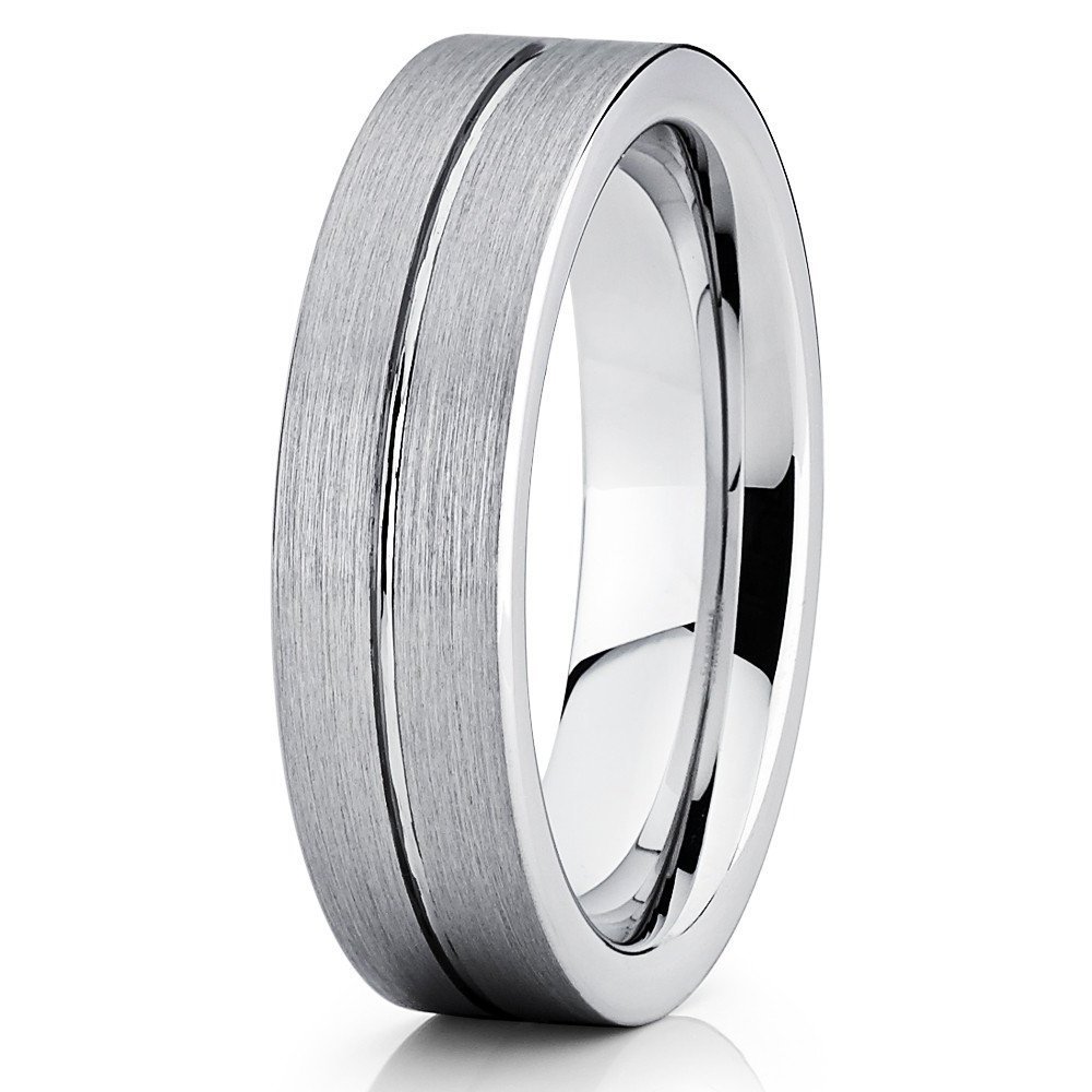 Silly Kings 6mm Tungsten Carbide Wedding Band Brushed Gray Ring Comfort Fit Men Women