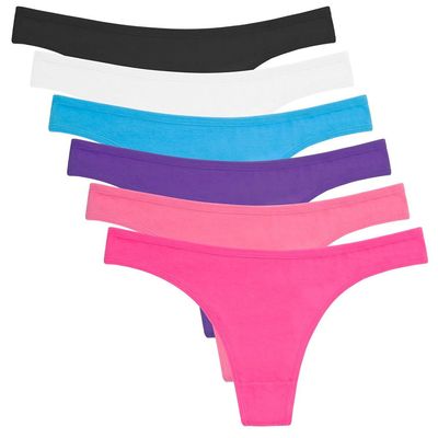 ANZERMIX Women's Breathable Cotton Thong Panties Pack of 6 (X-Large) Basics