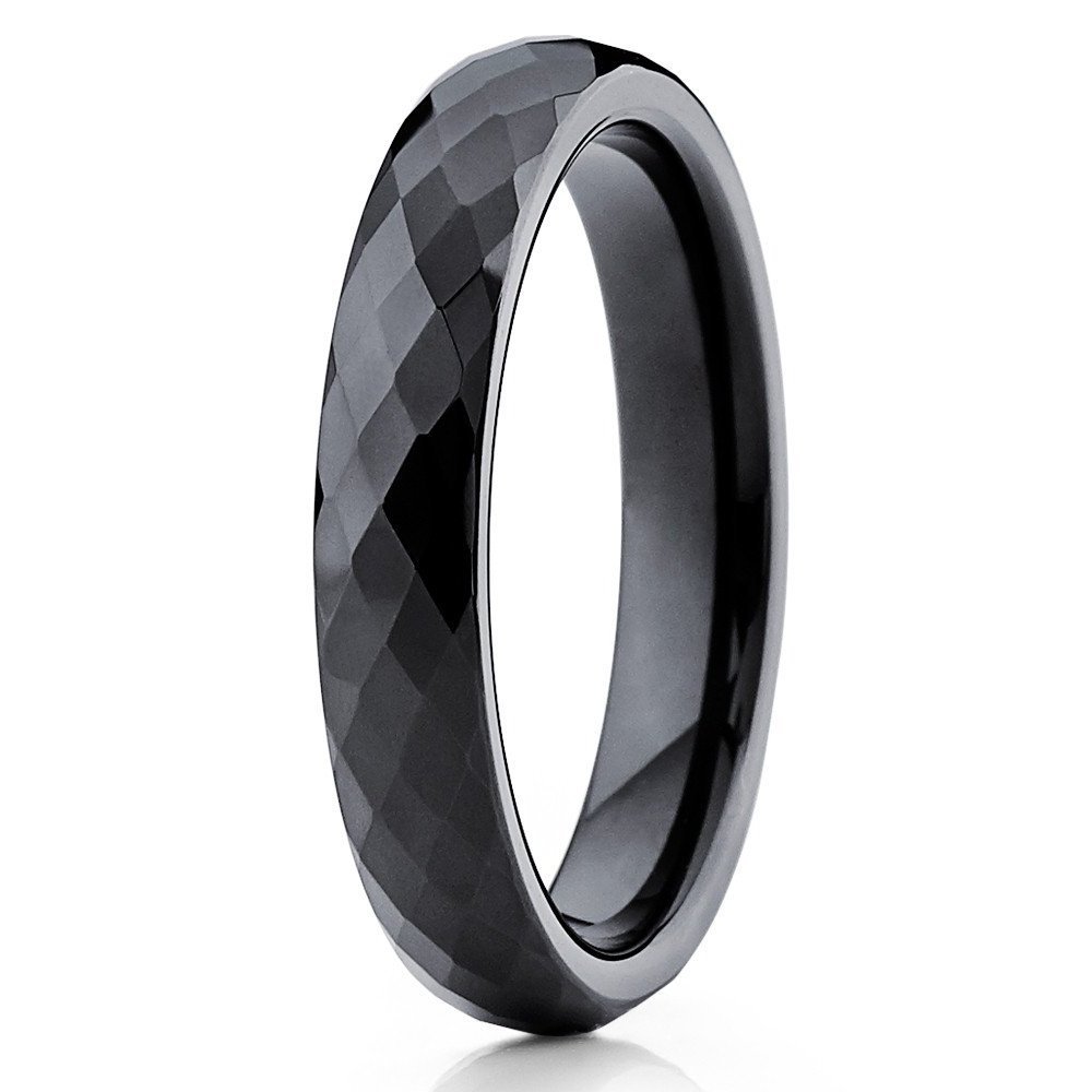 Silly Kings Jewelry 4mm Black Tungsten Ring,Tungsten Wedding Band,Black Tungsten Ring,Tungsten Carbide Ring,Anniversary Ring,4mm Wedding Ring,Tungsten Carbide Ring,Comfort Fit