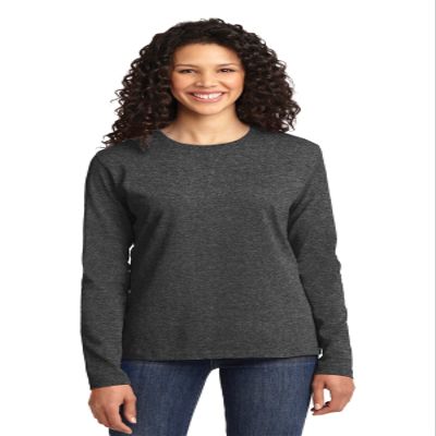 Port & Company Ladies Long Sleeve Core Cotton Tee S Dark Heather Grey