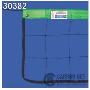 BuyBocceBalls Listing - Carron Recreational Volleyball Net with Green Headband - 32' X 3', 21 Nylon, 3/16" Poly Rope top, Tie Cords Bottom