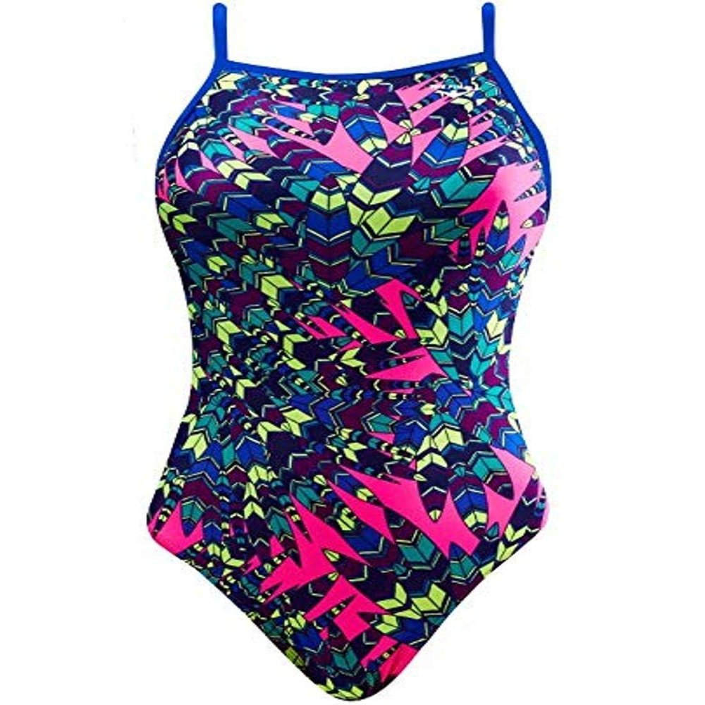 The Finals Women's Funnies Woodstock Non foil Flutter Back Swimsuit, Pink/Purple, Size 24