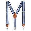 AWAYTR Kids Boys Adults Suspenders - 4 Sizes Sturdy Metal Clips Elastic Adjustable Suspender (24 inches (3 Years-6 Years),Navy blue & White Stripe) view 1