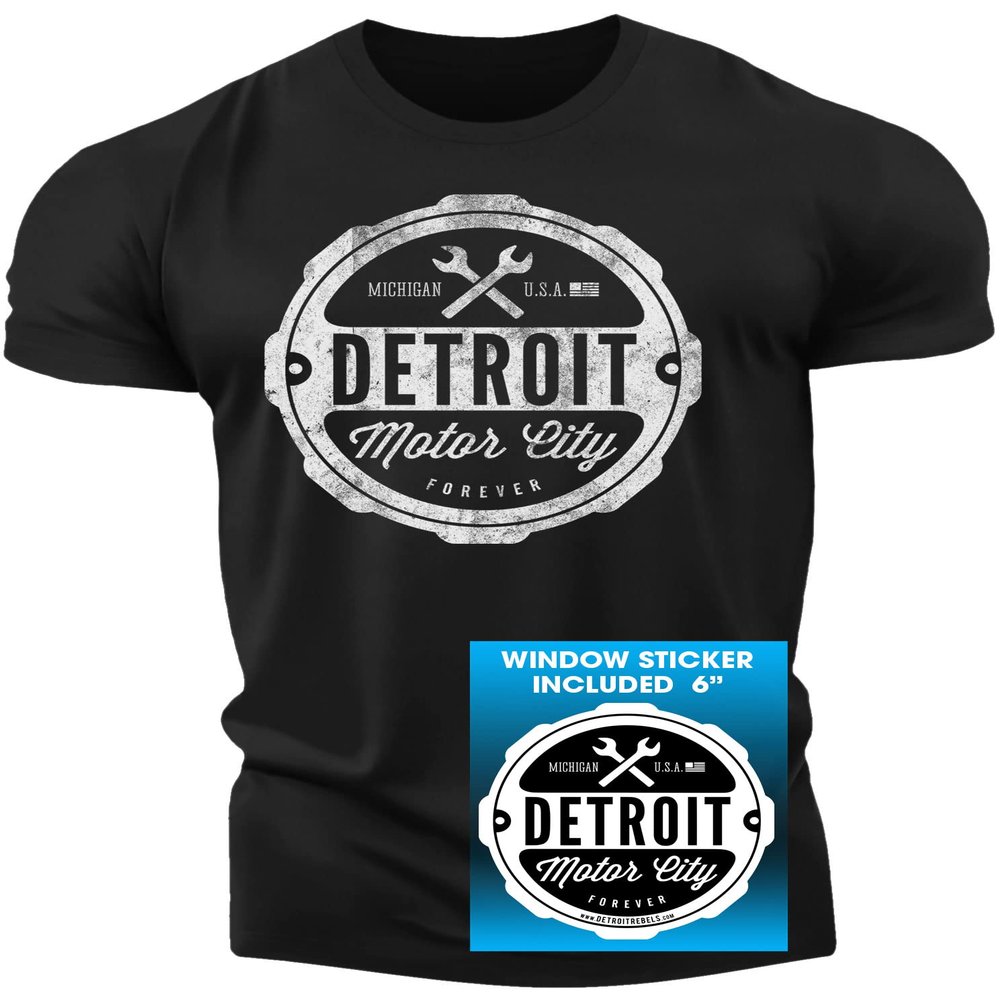 (0001) Detroit Motor City Forever T-Shirt, Detroit T-Shirts LLC Black