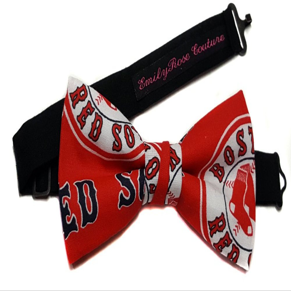 EmilyRose Couture Men's Sports Theme Bow Ties-cowboys, Lions, Gators, Hurricanes, Michigan, Bulls (6-12 Year Olds, Red Sox)