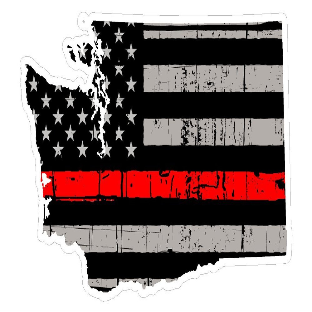 Washington State (C47) Thin Red Line Vinyl Decal Sticker Car/Truck Laptop/Netbook Window 5" Inch- by CustomDecal US
