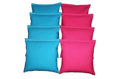 BackYardGamesUSA Set of 8 Cornhole Bags Pick Your 2 Colors! Regulation Size Handmade! (Pink/Turquoise)