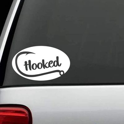 Bluegrass Decals J1089 Hooked Fishing Oval Decal Sticker