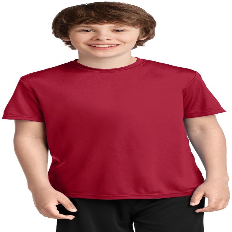 Port & Company Youth Performance Tee | UPF 50 Athletic Workout Clothing for Spring & Summer | PC380Y, Red, Small