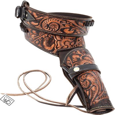 38/357 Caliber Leather Gun Holster - Authentic Handmade Waist Size 34 - Brown