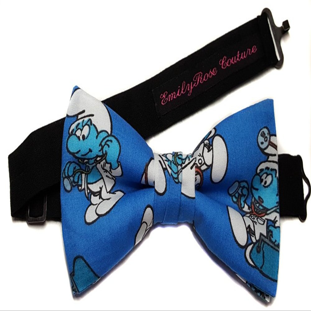 EmilyRose Couture Men's Special Characters Bow Ties (Large-12 Year Olds to Adults, Dr. Smurf)