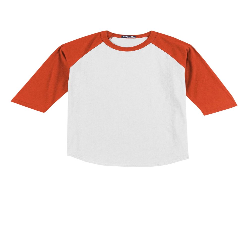 SPORT-TEK Youth Colorblock Raglan Jersey | 3/4 Sleeve Sporty T-Shirt for Boys & Girls, Relaxed Fit Cotton Tee for Kids
