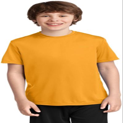 Port & Company Youth Performance Tee | UPF 50 Athletic Workout Clothing for Spring & Summer | PC380Y, Gold, Medium