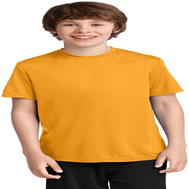 Port & Company Youth Performance Tee | UPF 50 Athletic Workout Clothing for Spring & Summer | PC380Y, Gold, Medium