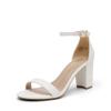 DREAM PAIRS Women's Chunk Low Heel Pump Sandals,Size 5,White/Pu,CHUNK view 1