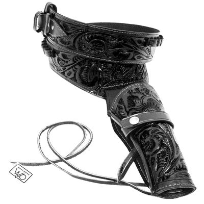 38/357 Caliber Leather Gun Holster - Authentic Handmade Waist Size 46 - Black
