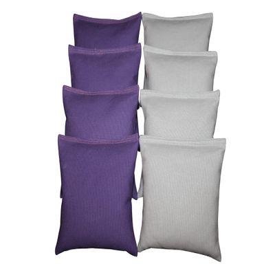 BackYardGamesUSA Set of 8 Cornhole Bags Pick Your 2 Colors! Regulation Size Handmade! (Purple/Gray)