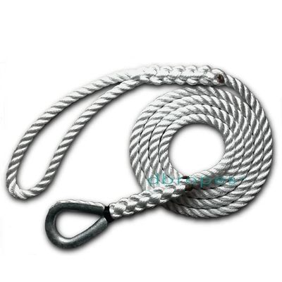 dbRopes 3 Strand Mooring Pendant 100% Nylon Rope with Heavy Duty Thimble Made in USA (3/8" x 6', 3700 lbs)