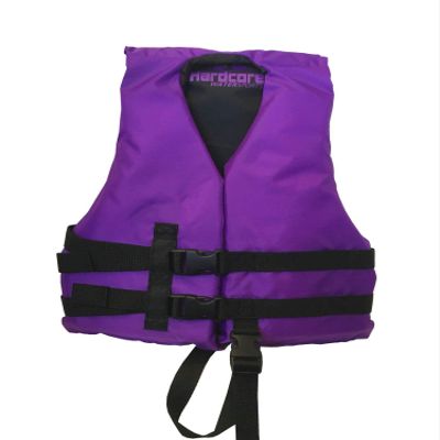 Hardcore Life Jacket Paddle Vest; Coast Guard Approved Type III PFD Life Vest Flotation Device; Jet ski, Wakeboard, Kayak; Ideal Extra Life Jacket for Your Pontoon Boat Purple (Child 30-50 lbs)