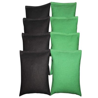 BackYardGamesUSA Set of 8 Cornhole Bags Pick Your 2 Colors! Regulation Size Handmade! (Black/Grass)