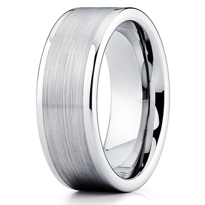 Silly Kings 8mm Tungsten Carbide Wedding Band Flat Brushed Ring Comfort Fit Mens Womens