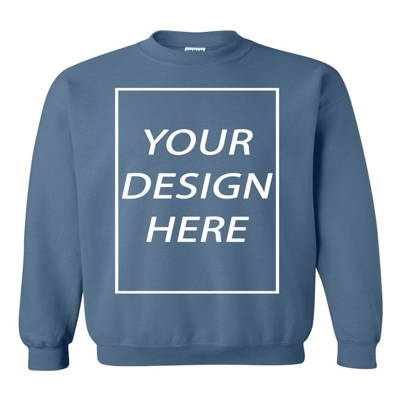 City Shirts Add Your Own Text Design Custom Personalized Crewneck Sweatshirt (XX Large, Indigo Blue)