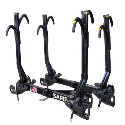 Saris SuperClamp EX 4-Bike Hitch Rack Lightweight Platform Bike Carrier for Car, SUV, Truck Tilting Design, Secure Wheel Clamping, Fits Road, Mountain, E-Bikes 2" Hitch Receiver