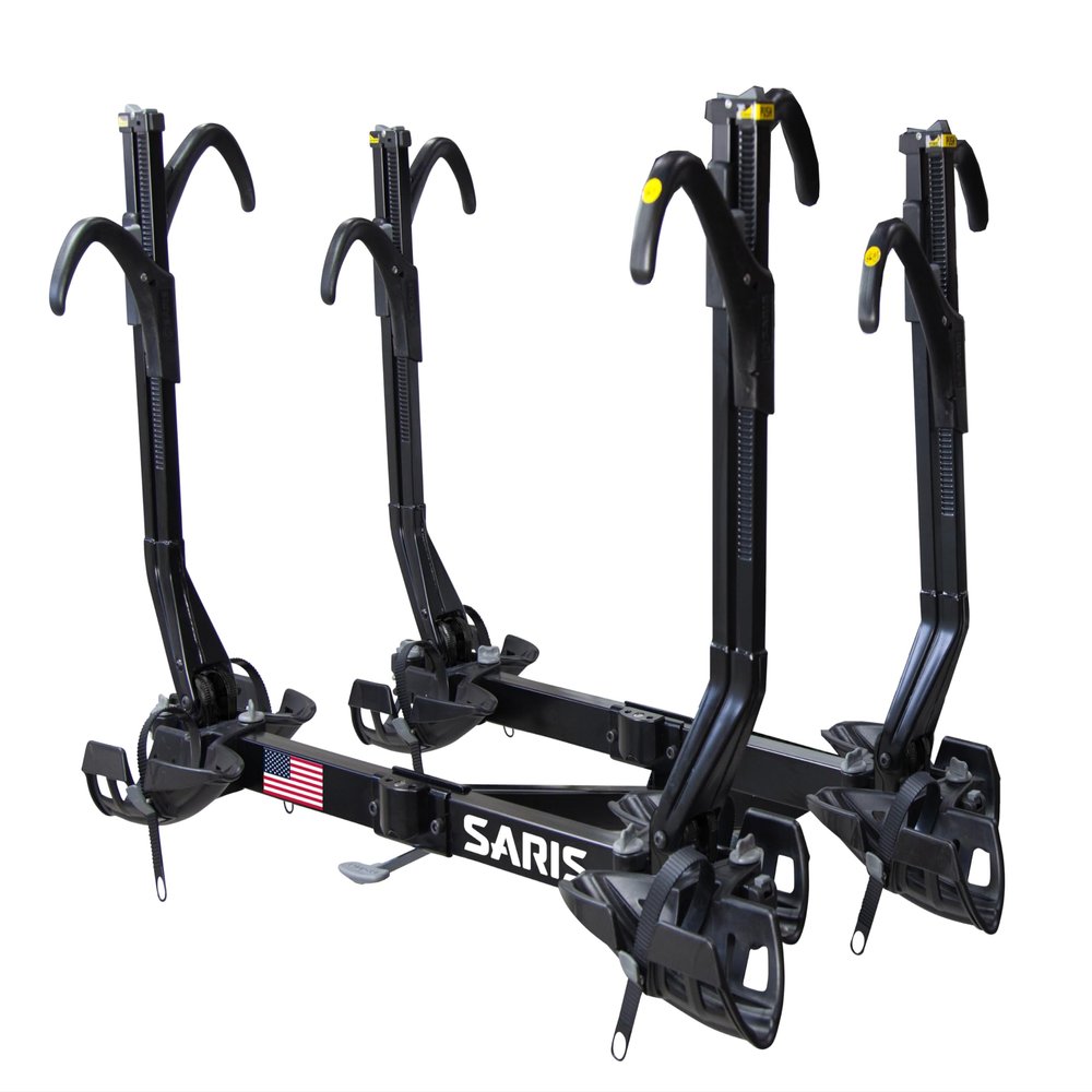 Saris SuperClamp EX 4-Bike Hitch Rack Lightweight Platform Bike Carrier for Car, SUV, Truck Tilting Design, Secure Wheel Clamping, Fits Road, Mountain, E-Bikes 2" Hitch Receiver