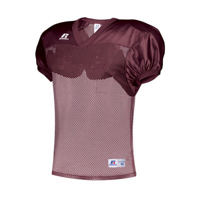 Russell Athletic Mens Stock Practice Jersey  Mesh Top Football Jersey for Men, Ideal for Training and Game Day SL Maroon