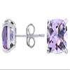 Cushion Cut Simulated Amethyst Solitaire Stud Earrings in 14k White Gold Over Sterling Silver (2.00 Cttw) view 1